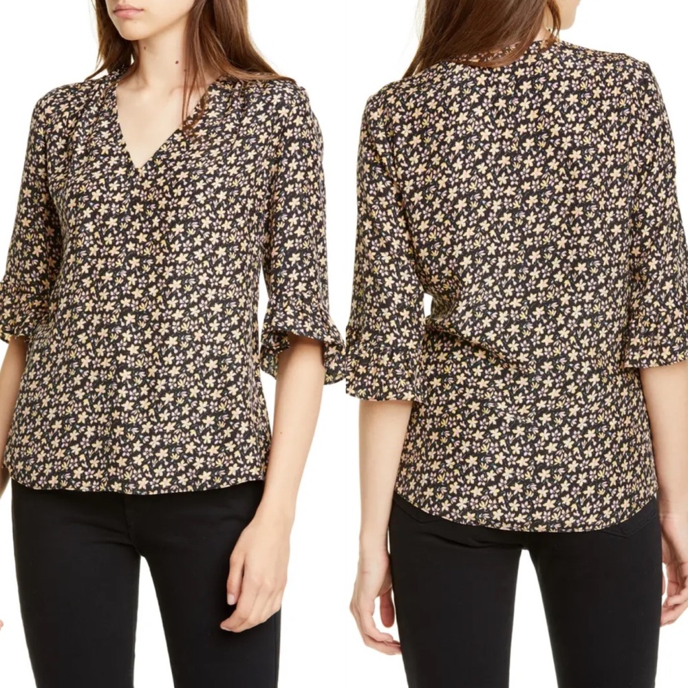 Rebecca Taylor Louisa Floral-Print Silk Top Size 4 - Picture 11 of 11